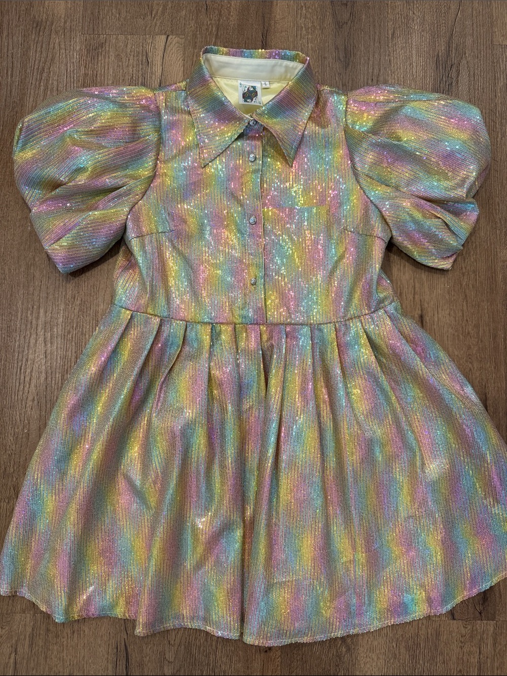 QUEEN OF SPARKLES Multicolor Sequin Puff Sleeve Romper